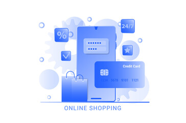 Online Shopping With Smartphone. Shopping Concept For Your Business Project.