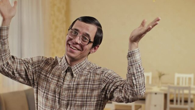 Dancing nerd at the room