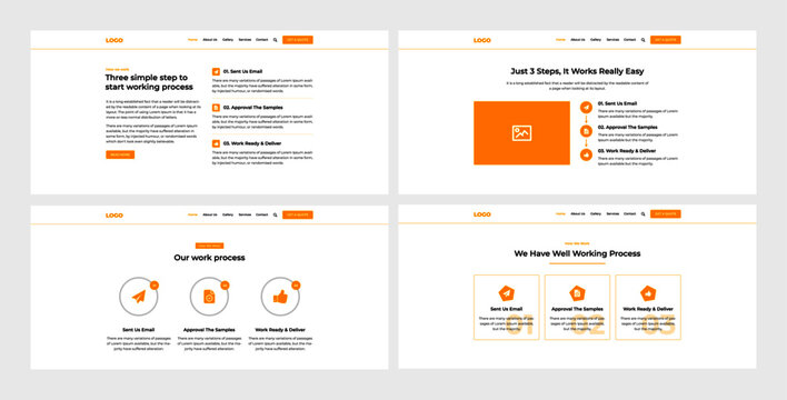 How it works section web UI kit. Web element for your web design