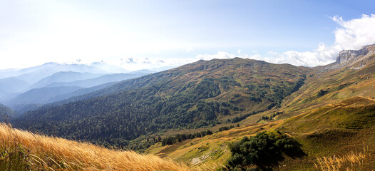 Mountain landscape, autumn sketches from tourist routes, recreation places for citizens.