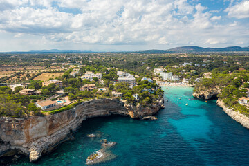 Obraz na płótnie Canvas An aerial view on Cala Santanyi beach on Mallorca island in Spain