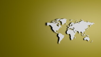 Fototapeta na wymiar White World map on yellow/green background 