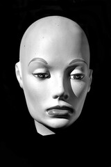 black and white portrait of a mannequin