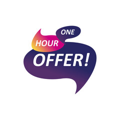 one hour offer in bubbles vector design