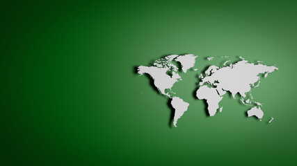 White World map on green background 