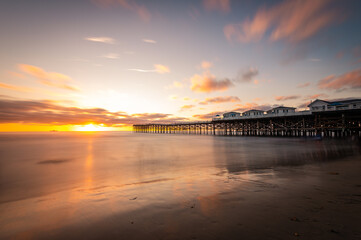 Fototapeta na wymiar Crystal Pier Cottages Pacific Beach San Diego California sunset
