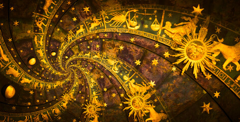 Droste effect background. Abstract design for concepts related to astrology and fantasy.