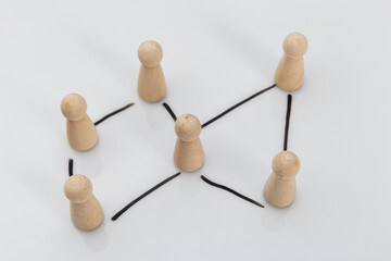 A wooden figures as a symbol of team. Human resources and management concept.