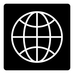 Globe Icon. World Symbol. Earth Sign isolated on black background
