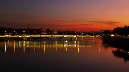 Sunset over the city, Lyon by night