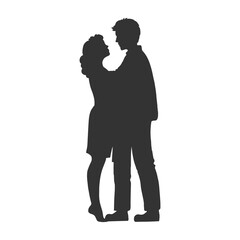 silhouette of couple in love sketch engraving vector illustration. T-shirt apparel print design. Scratch board imitation. Black and white hand drawn image.