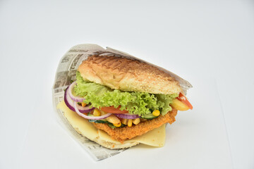 Tasty hamburger on white background,
