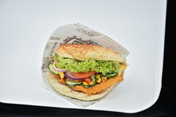 Tasty hamburger on white background,