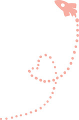 Rockets with hearts trail vector elements hand drawn, isolated on white background