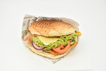 Tasty hamburger on white background,