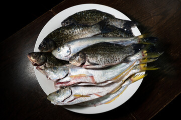 Fresh fishes on a dish 