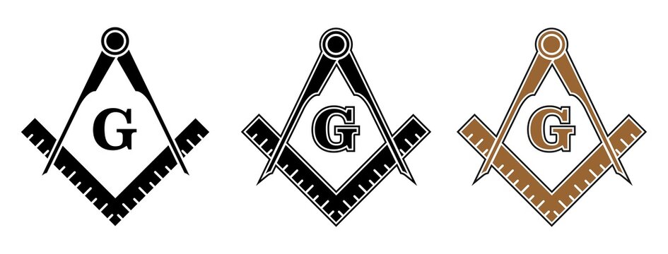 Freemason Symbol - Set of Freemason Icon Signs Isolated on White Background