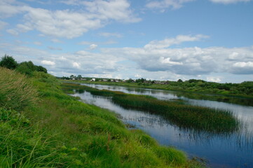 calm northern river on a clear sunny summer day.