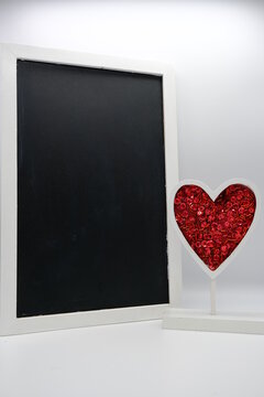Chalkboard left wood heart right
