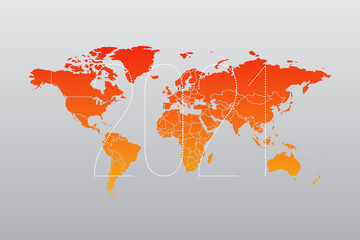 2021 World map infographic symbol. International illustration vector sign. Orange gradient global element for business, presentation, sample, web design, media, news, blog, report