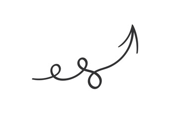 Hand drawn arrow in doodle style. Cute direction indicator. Isolated object on a white background.