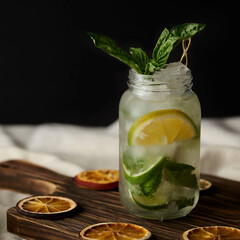 mojito cocktail on wooden table