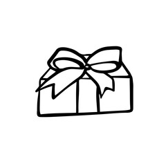 Gift illustration in doodling style isolated on white