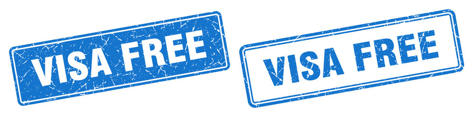 visa free stamp set. visa free square grunge sign