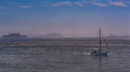 Sailing on the San Francisco Bay with Alcatraz Island in background