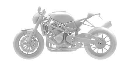 Fototapeta na wymiar 3D rendering of motorcycle race bike motor bike technical machine engineering model computer model on white background