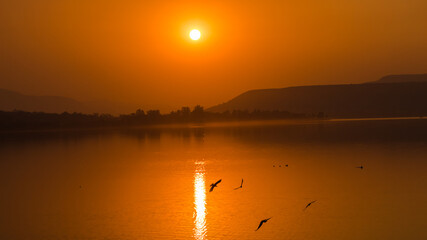 sunset over lake