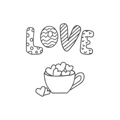 A cup of marshmallows in the form of hearts.