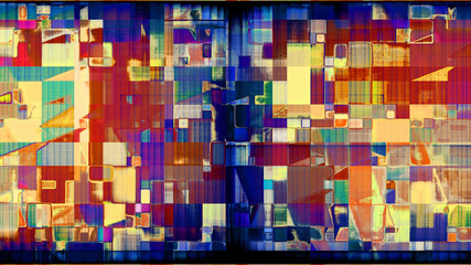 Rendu d'un travail numérique, composition abstraite rythmée par les couleurs.