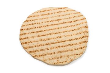 Grilled pitta bread isolated on white background.