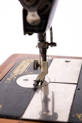 close up of old sewing machine