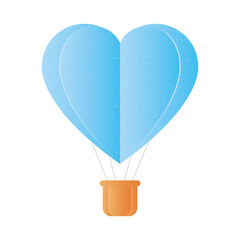 Heart hot air balloon isolated vector design
