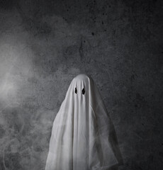 white ghost on gray background
