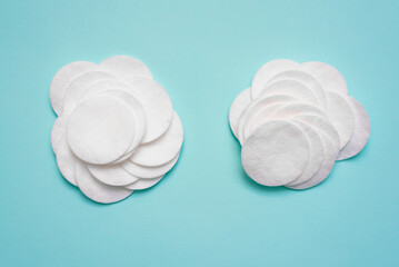 Cotton pads on the blue background.
