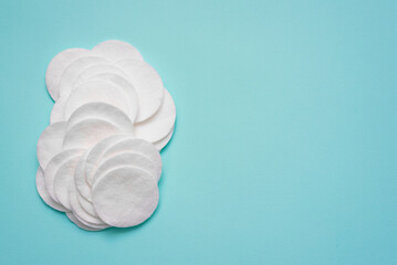 Cotton pads on the blue background.