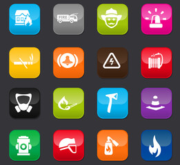 Fire brigade icons set