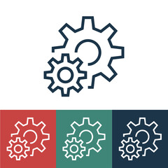 Linear vector icon with connection of gears