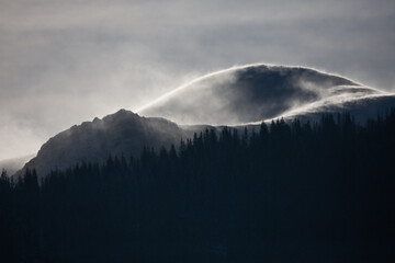 Winter wind in mountains