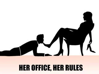 Tuinposter dominant lady boss - her rules, her office © Modern Art Design
