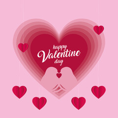Happy valentines day heart with birds vector design