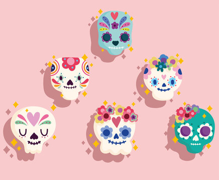 mexico day of the dead sugar skulls decoration culture traditional
