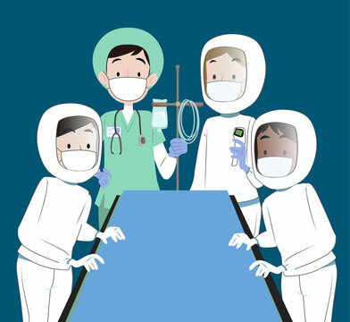 Doctors And Nurses In PPE In Hospital Operating Theatre