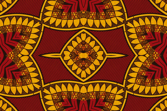 African fabric – Colorful pattern, cotton wax, photo