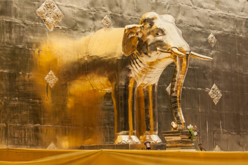 Golden Elephant Statue at Wat Phra Singh in Chiang Mai