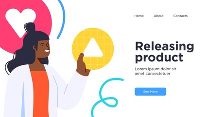 Landing page template of developing computer software, coding and programming . Modern flat design concept of web page design for website. Vector illustration