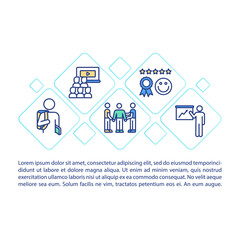 Fototapeta premium Staff training concept icon with text. Teaching your employees new things for improving company. PPT page vector template. Brochure, magazine, booklet design element with linear illustrations